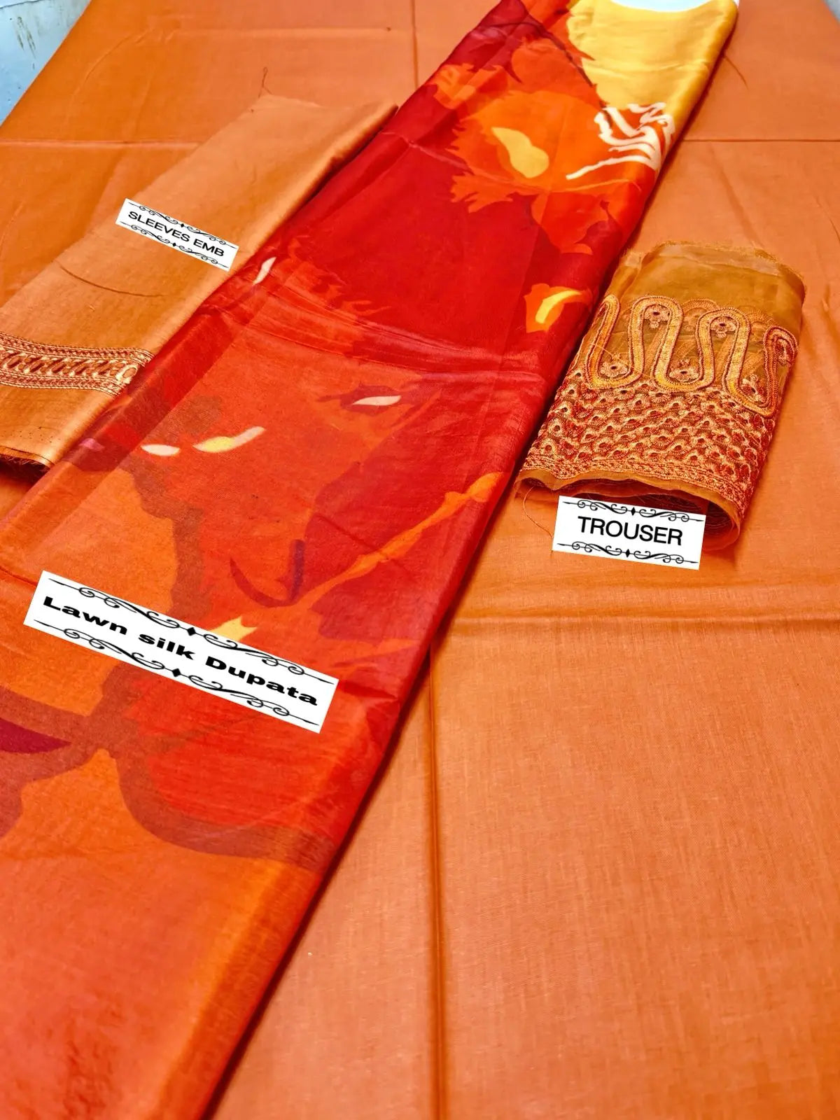 Natasha Kamal - Summer Collection– AZ#2009 (Rust Orange Elegance) M|C MEHWISH COLLECTIONS